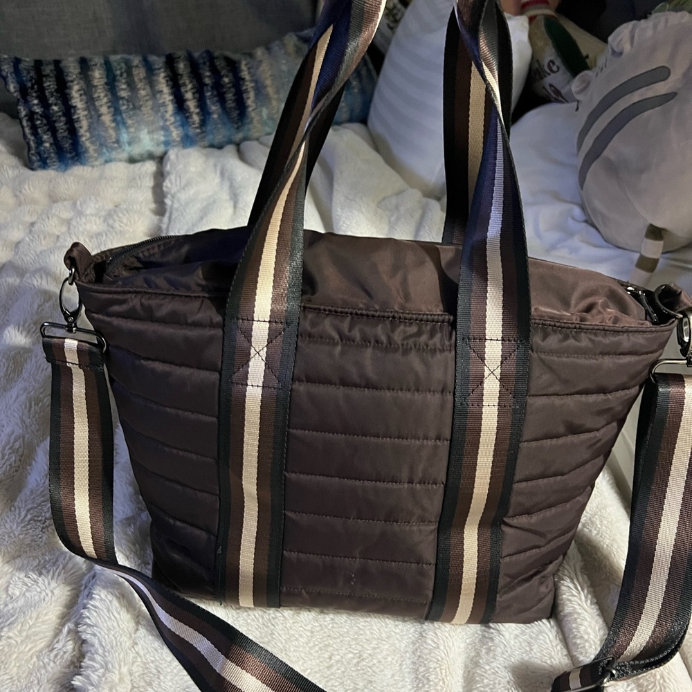 THINK ROYLN Brown Tote with Striped Straps